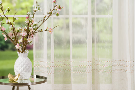 BORGHESE Cream Custom Made Curtains - sheer