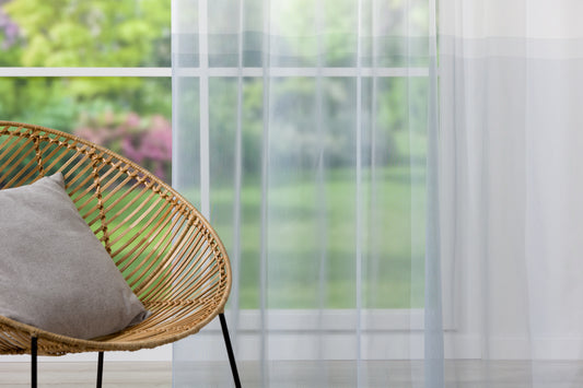 VIVA White/ blue Custom Made Curtains - sheer